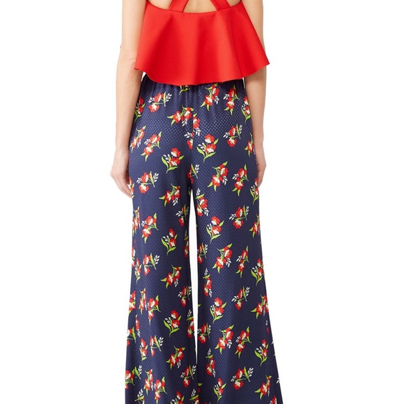 JILL Jill Stuart XS Blue Louise Midnight Floral Wide Leg  high waisted  Pants - Picture 3 of 12